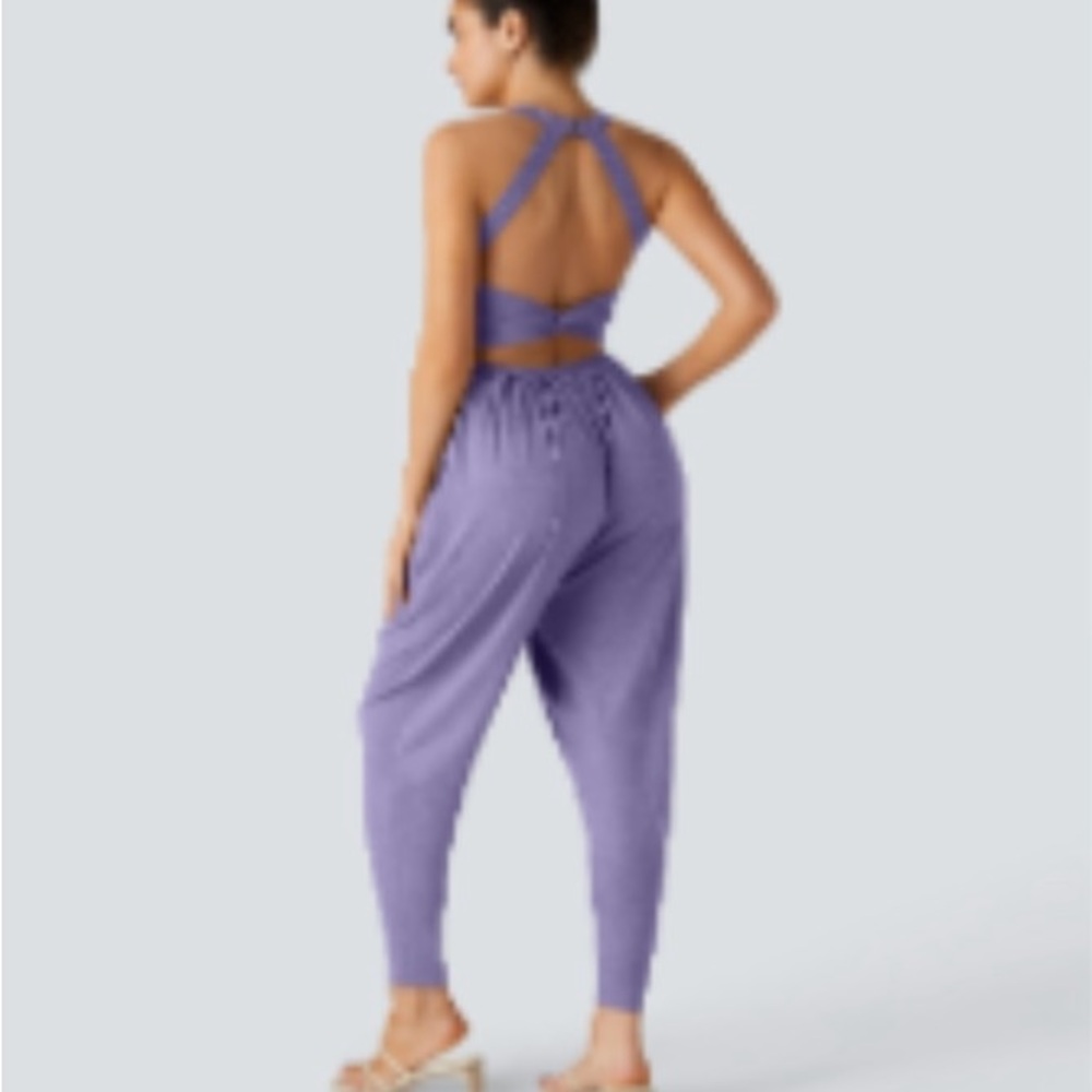 HALARA Lavender Cross-Back Jumpsuit